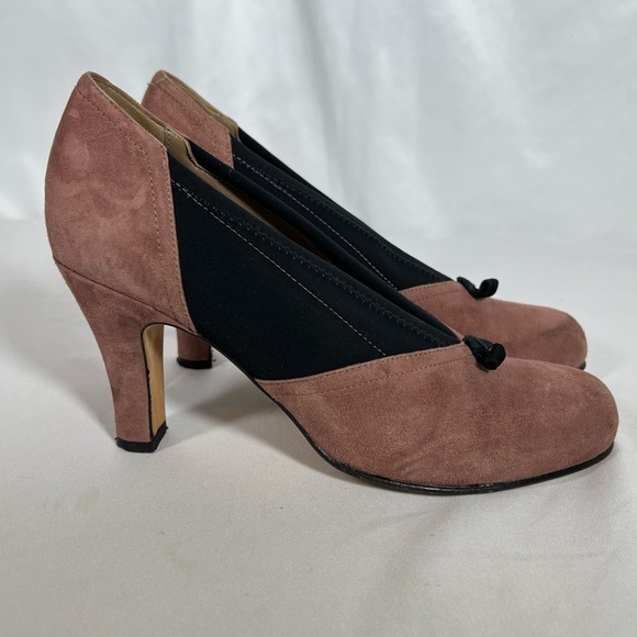 Anyi Lu Heart Suede Handmade Italy Sacchetto Italian Pumps Heels Shoes Size 39.5 - Picture 2 of 14